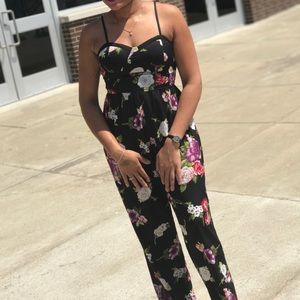Black satin jumpsuit